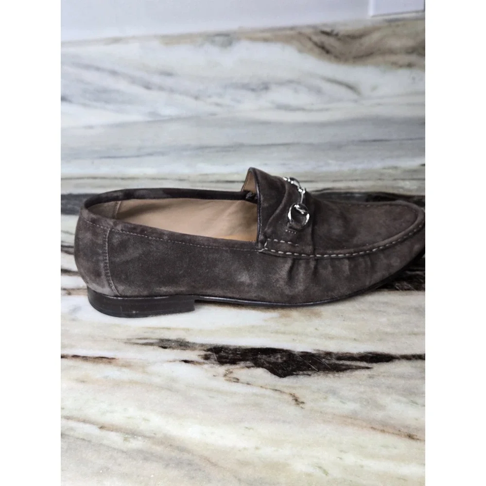 Peter Huber Horsebit Buckle Chocolate Suede Loafers Men's size 11‎